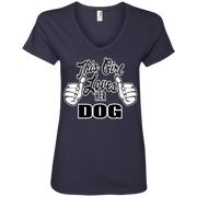 This Girl Loves Her Dog Ladies’ V-Neck T-Shirt