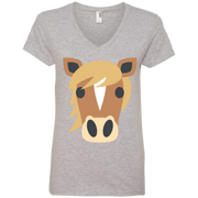 Horse Face Emoji Ladies’ V-Neck T-Shirt