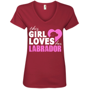 This Girl Loves her Labrador Ladies’ V-Neck T-Shirt