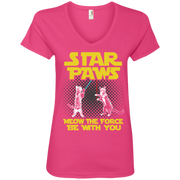 Star Paws Meow the force be with you Ladies’ V-Neck T-Shirt