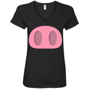 Pig Nose Emoji Ladies’ V-Neck T-Shirt