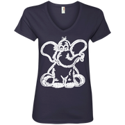 Cartoon Elephant Stencil Ladies’ V-Neck T-Shirt