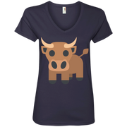 Bull Emoji Ladies’ V-Neck T-Shirt