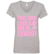 This Girl Loves Her Cowboy Ladies’ V-Neck T-Shirt