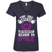 You are Special and you Give Me Reason To Smile Ladies’ V-Neck T-Shirt