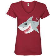 Shark Emoji Ladies’ V-Neck T-Shirt