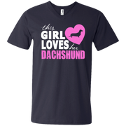 This Girl Loves Her Dachshund Men’s V-Neck T-Shirt