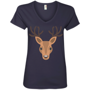 Deer Head Emoji Ladies’ V-Neck T-Shirt