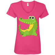 Sexy Crocodile Emoji Ladies’ V-Neck T-Shirt