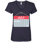 My July Calendar Emoji Ladies’ V-Neck T-Shirt