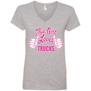 This Girl Loves Trucks Ladies’ V-Neck T-Shirt