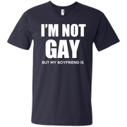 Im Not Gay but my Boyfriend is  Men’s Printed V-Neck T-Shirt