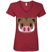 Wart Hog Emoji Ladies’ V-Neck T-Shirt