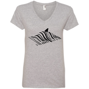 Shark Barcode Graffiti  Ladies’ V-Neck T-Shirt