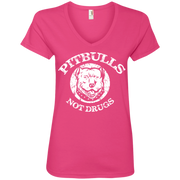 Pitbulls, Not Drugs! Ladies’ V-Neck T-Shirt