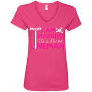 I Am Married to a Brave Lineman Ladies’ V-Neck T-Shirt