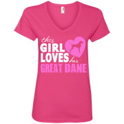 This Girl Loves Her Great Dane Ladies’ V-Neck T-Shirt