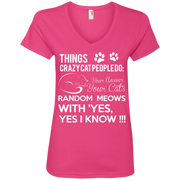 Things Crazy Cat People Do Ladies’ V-Neck T-Shirt