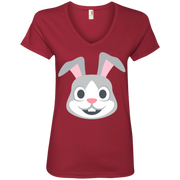 Rabbit Face Emoji Ladies’ V-Neck T-Shirt