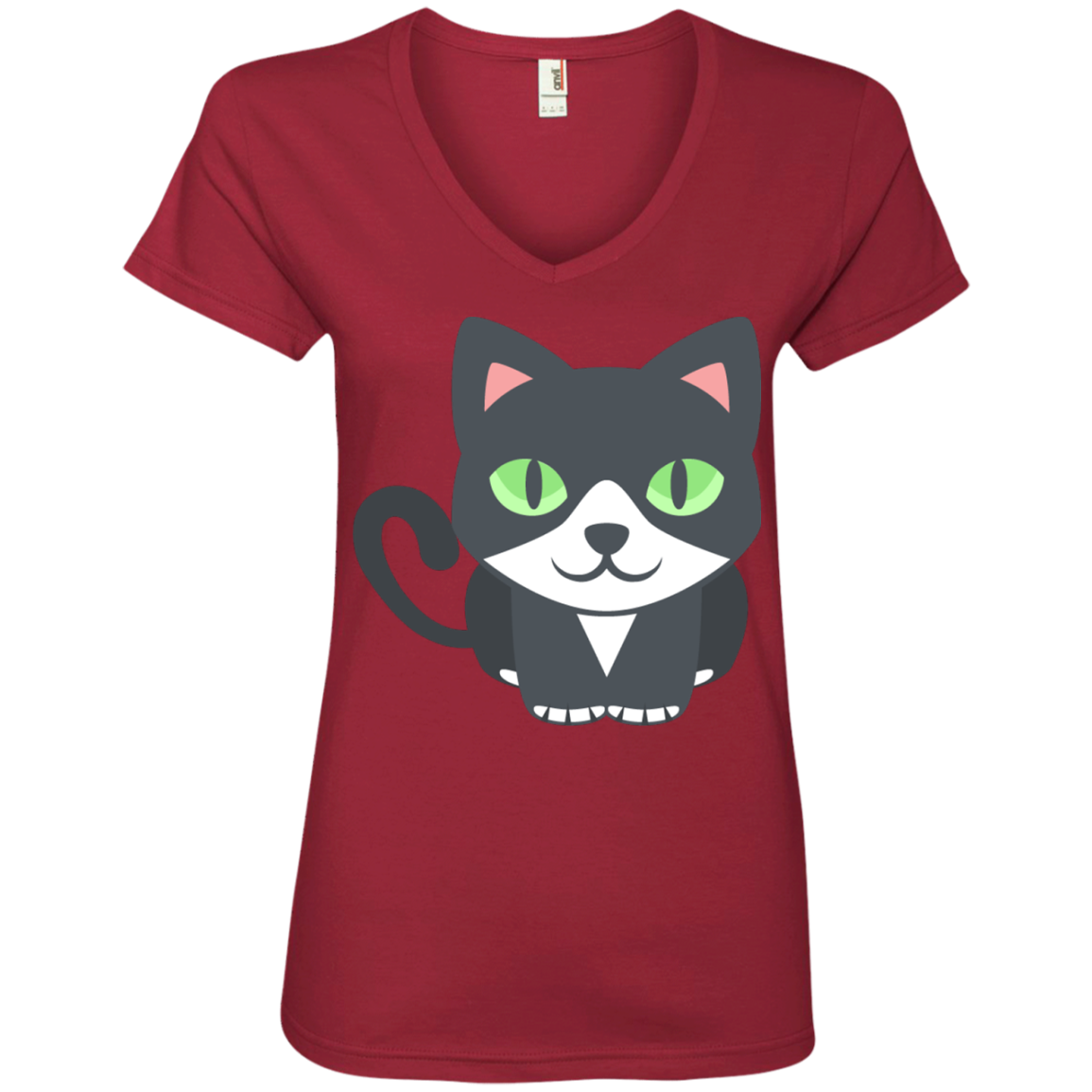 Cute Cat Emoji Ladies’ V-Neck T-Shirt – Wind Vandy