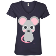 Skinny Mouse Emoji Ladies’ V-Neck T-Shirt