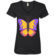Beautiful Butterfly Emoji Ladies’ V-Neck T-Shirt