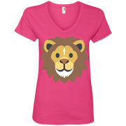 Lion Face Emoji Ladies’ V-Neck T-Shirt