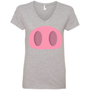 Pig Nose Emoji Ladies’ V-Neck T-Shirt