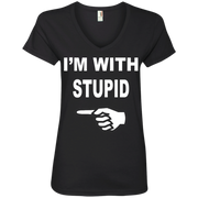 Im With Stupid Tank Top Ladies’ V-Neck T-Shirt