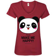 Pandas Make Me happy, You Not so Much Ladies’ V-Neck T-Shirt