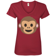 Monkey Face Emoji Ladies’ V-Neck T-Shirt