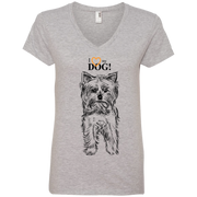 I Love My Dog! Yorkie Dog Lover Ladies’ V-Neck T-Shirt