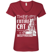 The Entire Cat Population in my Best Friend Ladies’ V-Neck T-Shirt