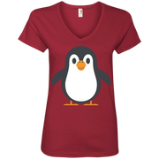 Happy Penguin Emoji Ladies’ V-Neck T-Shirt