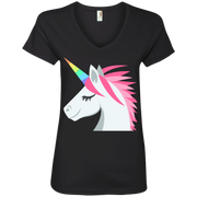 Unicorn Face Emoji Ladies’ V-Neck T-Shirt