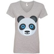 Panda Face Emoji Ladies’ V-Neck T-Shirt