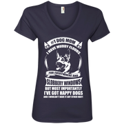 No.1 Dog Mom. I’ve Got Happy Dogs! Ladies’ V-Neck T-Shirt