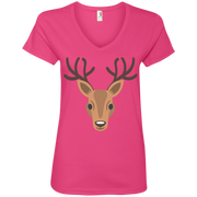 Deer Head Emoji Ladies’ V-Neck T-Shirt
