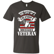 Never underestimate the Love of a Grandpa Who is Also a Veteran  Men’s Printed V-Neck T