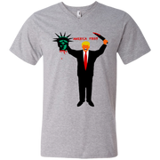 Trump Holding Statue of Liberty Head America First Men’s V-Neck T-Shirt