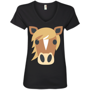 Horse Face Emoji Ladies’ V-Neck T-Shirt