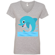 Dolphin Emoji Ladies’ V-Neck T-Shirt