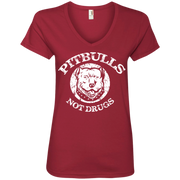 Pitbulls, Not Drugs! Ladies’ V-Neck T-Shirt