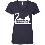 The More People I Meet, The More I Like Cats Ladies’ V-Neck T-Shirt