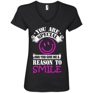 You are Special and you Give Me Reason To Smile Ladies’ V-Neck T-Shirt