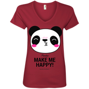 Pandas Make Me Happy, You Not so Much Ladies’ V-Neck T-Shirt