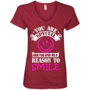 You are Special and you Give Me Reason To Smile Ladies’ V-Neck T-Shirt