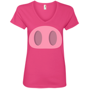 Pig Nose Emoji Ladies’ V-Neck T-Shirt
