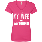 My Wife is Awesome! Funny Husband Ladies’ V-Neck T-Shirt