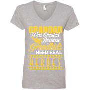 Grandad was Created Because Grandkid’s Need Real Hero’s Ladies’ V-Neck T-Shirt